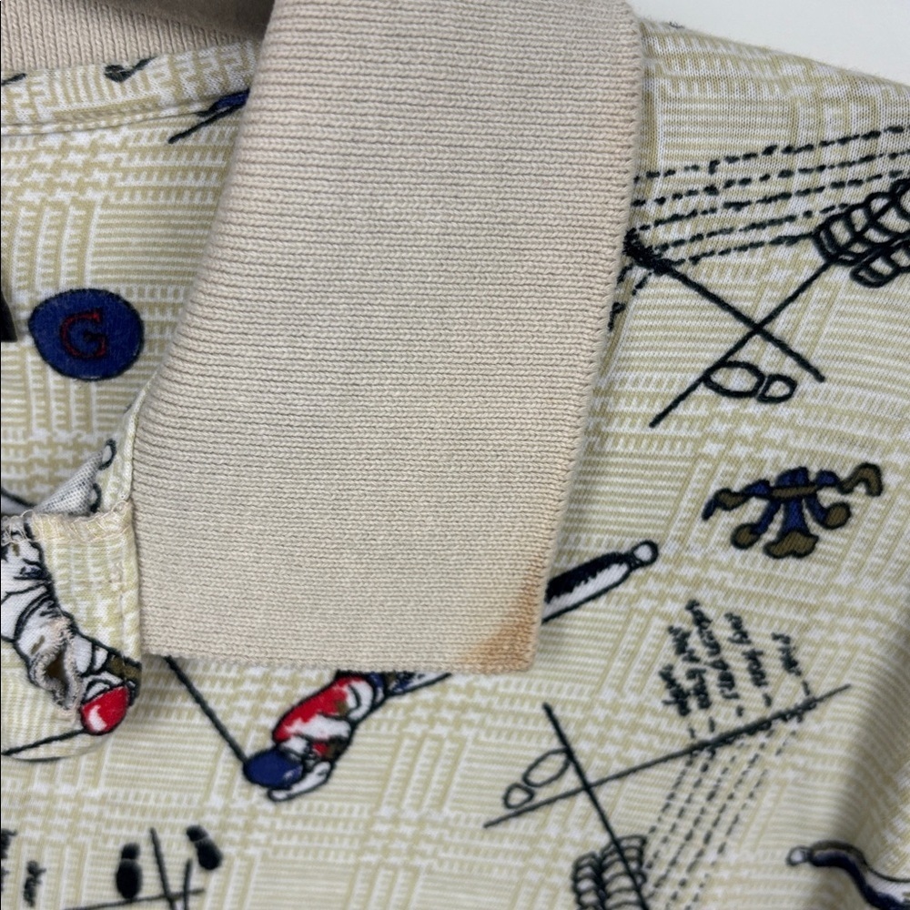 Vintage Slammer by Munsingwear Cream Golf Pattern Polo Shirt - Size M - Picture 4 of 8